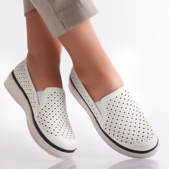 Ismar γυναικεία παπούτσια Casual White Eco Leather Shoes - Img 2