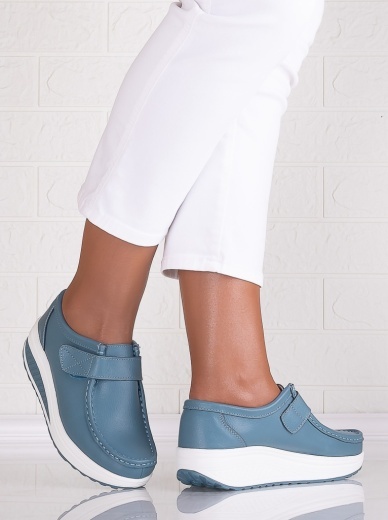 Pantofi dama casual Albastri din Piele Naturala Rachel - Img 2