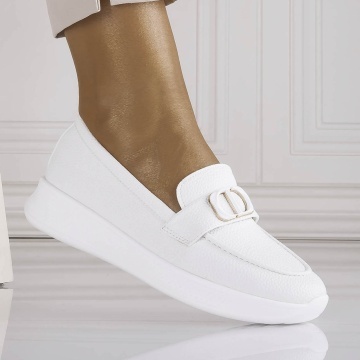 Pantofi dama Casual Albi din Piele Ecologica Ulmira