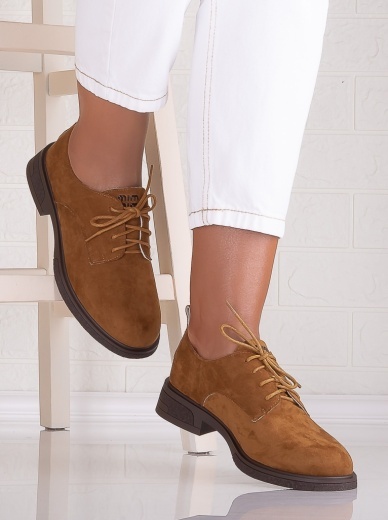 Pantofi dama casual Camel din Piele Ecologica Intoarsa Surana - Img 4