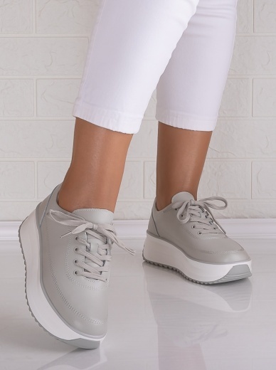 Pantofi dama casual Gri din Piele Naturala Lerana - Img 5