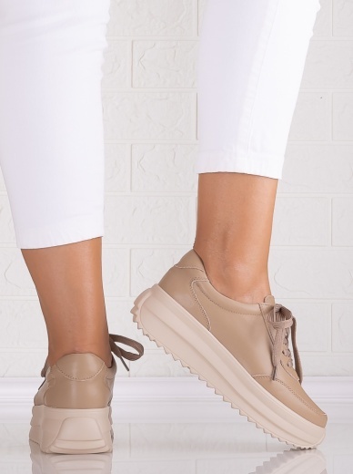 Pantofi dama casual Khaki din Piele Naturala Delaia - Img 5