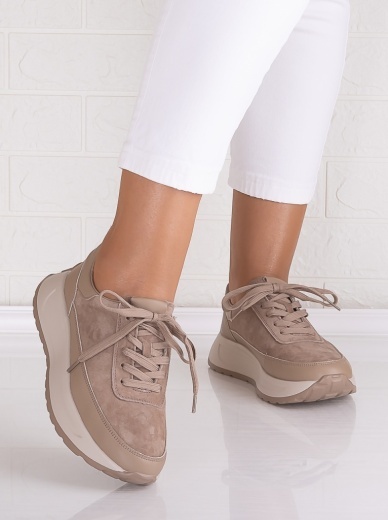 Pantofi dama casual Khaki din Piele Naturala Intoarsa Morela - Img 5