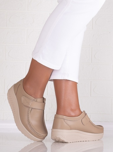 Pantofi dama casual Khaki din Piele Naturala Rachel