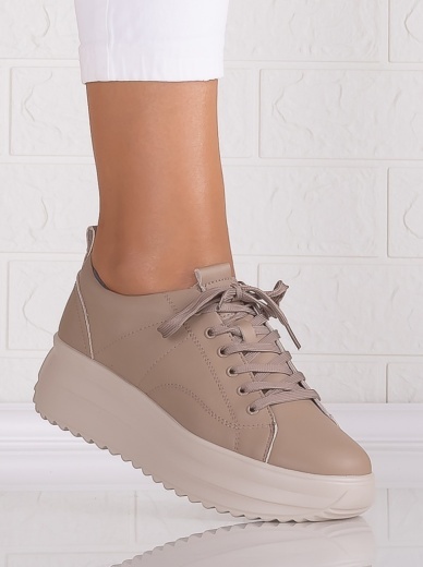 Pantofi dama casual Khaki din Piele Naturala Shula - Img 3