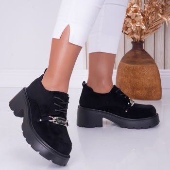 Pantofi dama casual Negri din Piele Ecologica Intoarsa Loredana - Img 2