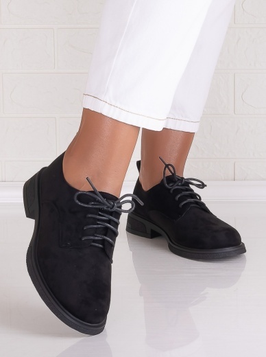 Pantofi dama casual Negri din Piele Ecologica Intoarsa Surana