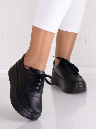 Pantofi dama casual Negri din Piele Naturala Delaia - Img 5