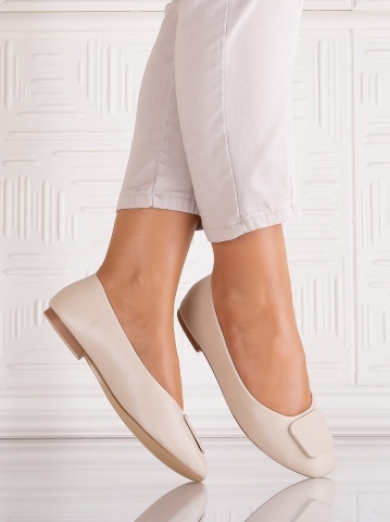 Pantofi dama Crem din Piele Ecologica Yolandia