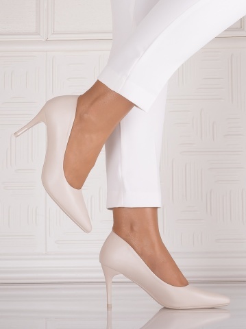 Pantofi dama cu toc Bej din Piele Ecologica Utama