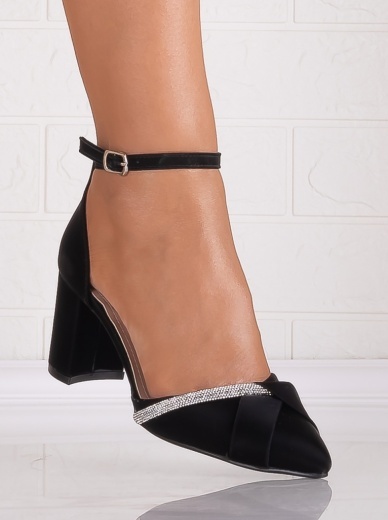 Pantofi dama cu toc Negri din Satin Artala - Img 2
