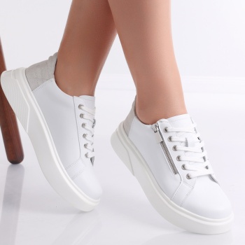 Ronla Ladies' Casual Λευκό Φυσικό Δερμάτινο Παπούτσι - Img 2