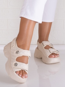 Sandale dama cu platforma Bej din Piele Ecologica Forli