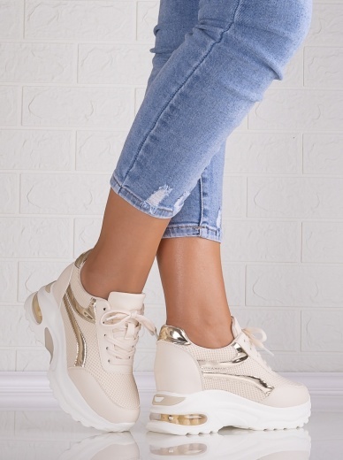 Sneakers dama cu platforma BEJ din Textil Darlin - Img 4