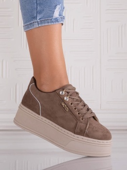 Sneakers dama cu platforma Maro din Piele Ecologica Intoarsa Dalenea - Img 2