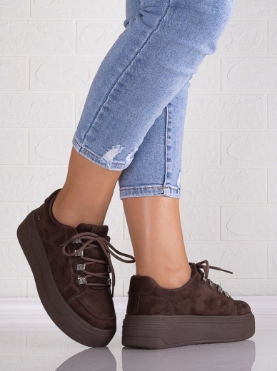 Sneakers dama cu platforma Maro din Piele Ecologica Intoarsa Davena - Img 3