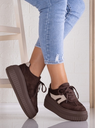 Sneakers dama cu platforma Maro din Piele Ecologica Intoarsa Nevasa - Img 3