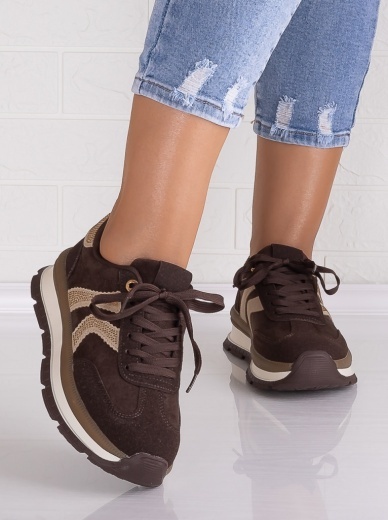 Sneakers dama cu platforma Maro din Piele Ecologica Intoarsa Suziana
