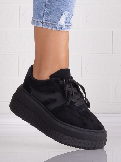 Sneakers dama cu platforma Negri din Piele Ecologica Intoarsa Nevasa - Img 4