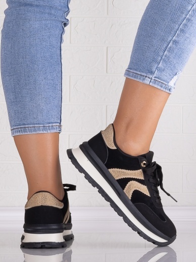 Sneakers dama cu platforma Negri din Piele Ecologica Intoarsa Suziana - Img 4