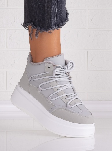 Sneakers dama Imblaniti Gri din Piele Ecologica Elizze