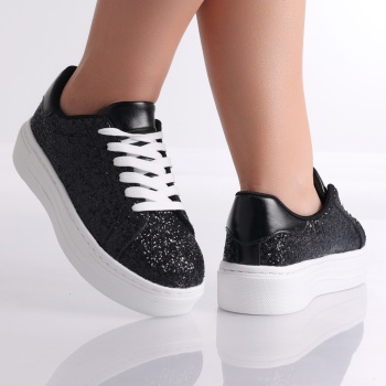 Γυναικεία μαύρα sneakers από την Textil Saders - Img 3