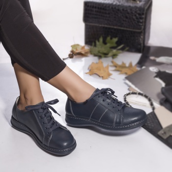 Γυναικεία casual παπούτσια από φυσικό δέρμα bety navy blue - Img 4