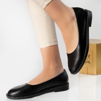 Γυναικείες μαύρες μπαλαρίνες eco leather ronia - Img 2