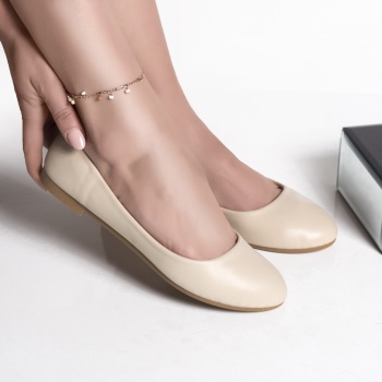 Κυρίες μπαλαρίνες μπεζ eco leather patrica