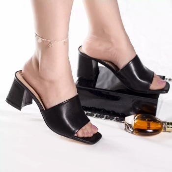 Παντόφλες με τακούνι cruella μαύρο eco leather - Img 2