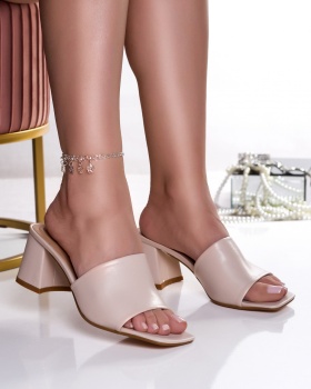 Παντόφλες με τακούνι cruella nude eco leather - Img 2