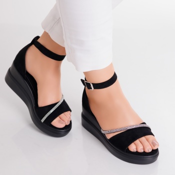 Amrila γυναικεία μαύρα σανδάλια πλατφόρμα Eco Leather - Img 4