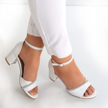 Asiba Ladies' Silver Eco Leather Σανδάλια με τακούνι - Img 3
