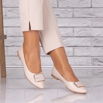 Balerini dama Bej din Piele Ecologica Mojin