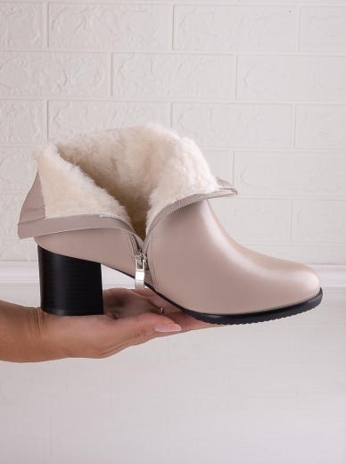 Botine Dama Imblanite Bej din Piele Ecologica Omania - Img 2