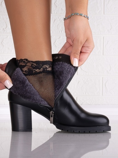 Botine Dama Imblanite Negre din Piele Ecologica Pavena - Img 4