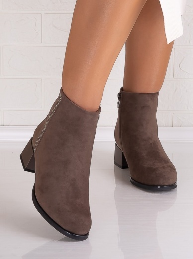 Botine Dama Imblanite Taupe din Piele Ecologica Intoarsa Manila - Img 6