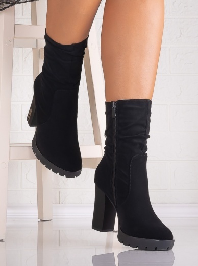Botine Dama Negre din Piele Ecologica Intoarsa Verasia - Img 3