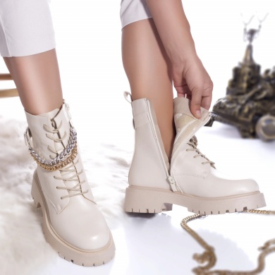 Casual μπότες meryem eco leather με επένδυση μπεζ - Img 3