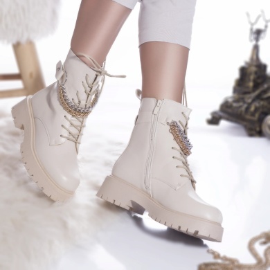 Casual μπότες meryem eco leather με επένδυση μπεζ - Img 5