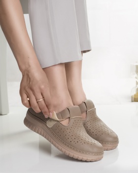 Casual χακί γυναικεία παπούτσια από eco leather maliza - Img 4