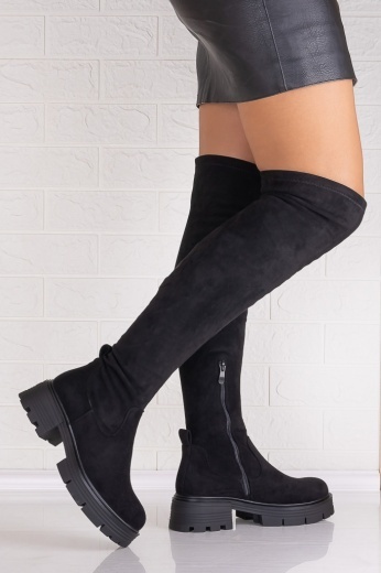 Cizme Dama Imblanite Negre din Piele Ecologica Intoarsa Nivara - Img 5