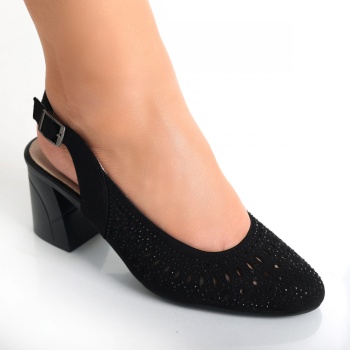 Deni Ladies Μαύρο Eco Leather Παπούτσια με τακούνι - Img 2