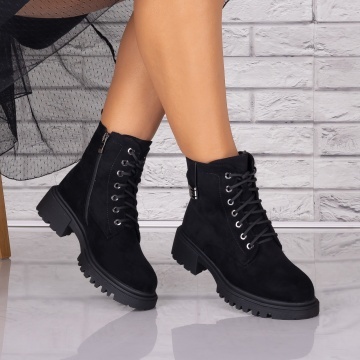 Ghete Dama Imblanite Negre din Piele Ecologica Intoarsa Onila