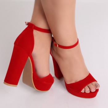 Jadoli Ladies Κόκκινα Eco Leather Σανδάλια με τακούνι - Img 6
