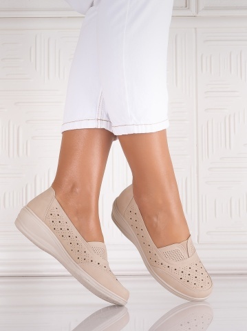 Pantofi dama casual Bej din Piele Ecologica Audara