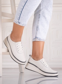 Pantofi dama casual Bej din Piele Naturala Alonsa - Img 2