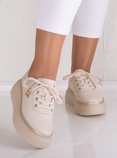Pantofi dama casual Bej din Piele Naturala Letisa - Img 5