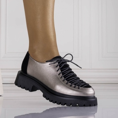 Pantofi dama casual Gri din piele ecologica Nivora - Img 3