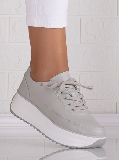 Pantofi dama casual Gri din Piele Naturala Lerana - Img 3